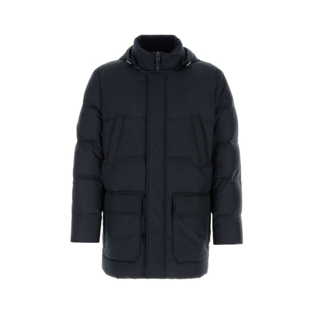 Canali Men Navy Blue Polyester Down Jacket